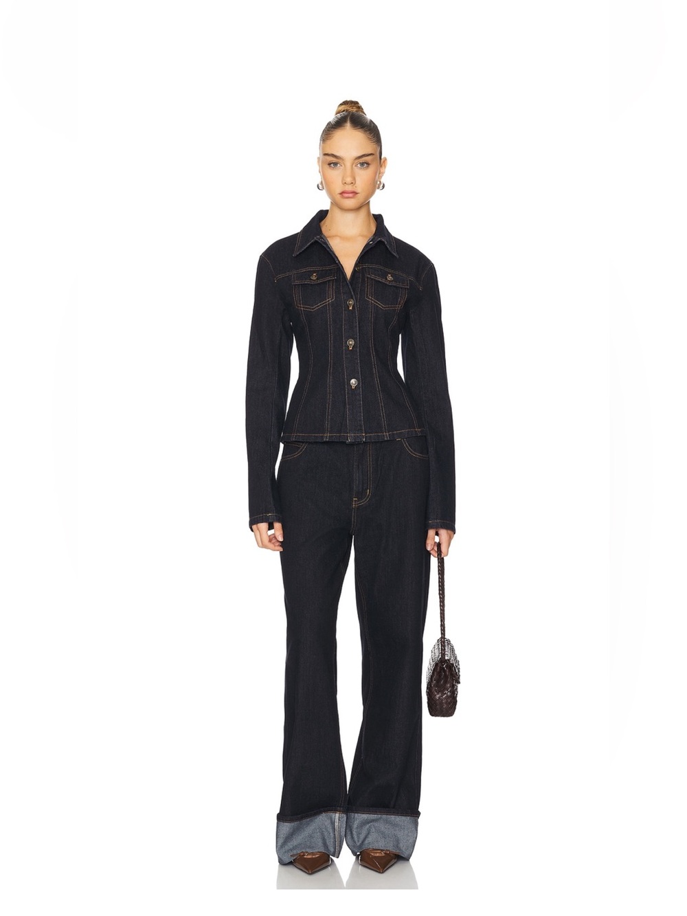 Matching set: Lioness Black Flared Jeans with Contrast Stitching + Jacket